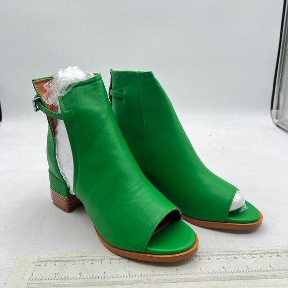 FSJ Lime Green Peep Open Toe Cut Out Buckle Ankle Bootie Block Low Heel Sandals - Picture 4 of 8